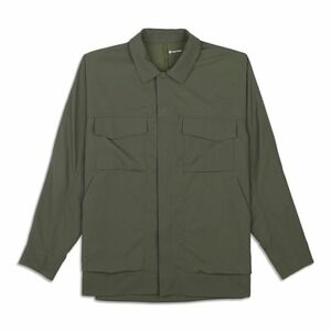 Lululemon Mens Shirt Jacket L Olive Cargo Utility Water Repellent